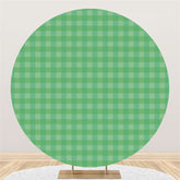 Lofaris Green Checkered Pattern Round Birthday Party Backdrop